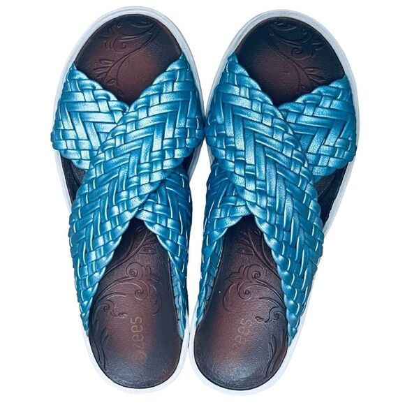 Bzees Dainty Sandals Wedge Braided Cross Band Slide Cloud/Technology Shoes 9 - Picture 6 of 10